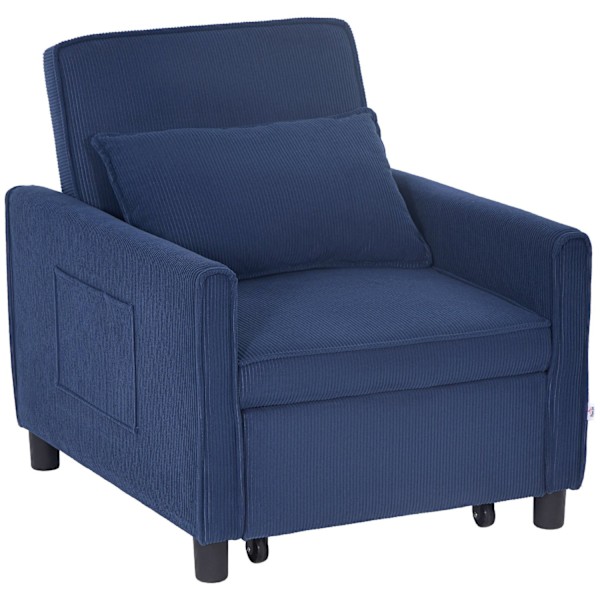 Rootz justerbar corduroy sovstol - konvertibel sängstol - återfåstol - komfort - 74 cm x 84 cm x 81 cm (soffa), 61 cm x 180 cm x 41 cm (säng)