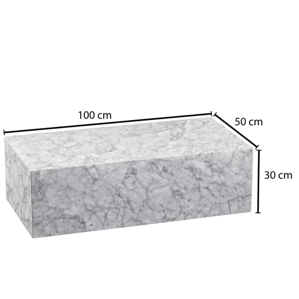 Rootz sofabord 100x30x50 cm MDF højglans med marmorlook hvid - D