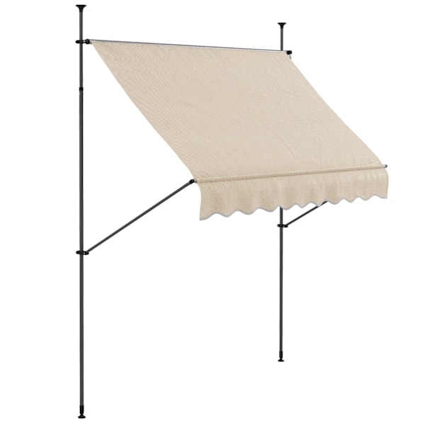 Rootz fristående manuell terrass markis - balkong markis - utdragbar markis - UV30+ skydd - 2,5 m x 1,2 m x 2,1-3 m