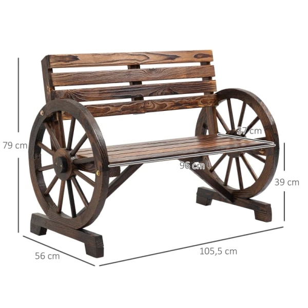 Rootz Havebænk - Wagon Wheel Design - Til 2 personer - Naturligt
