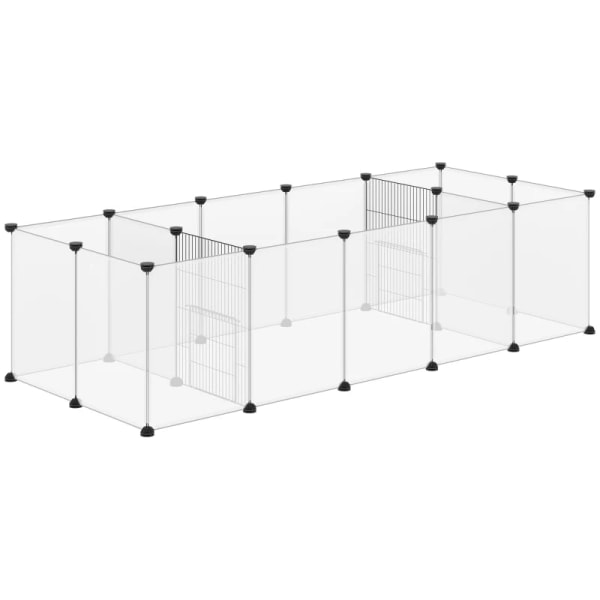 Rootz DIY udendørs kabinet - Small Animal Gate - 18 Paneler - Inkluderer monteringsmateriale - Modulært system - Sort + Hvid - 175L x 70W x 45H cm.