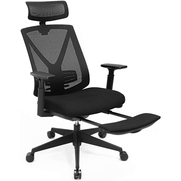 Rootz Kontorsstol - Vridstol - Nackstöd - Justerbar höjd - Vippfunktion - Svankstöd - Ergonomiskt - Svart - Plast - Mesh - 68,5 x 70 x (116-133) cm