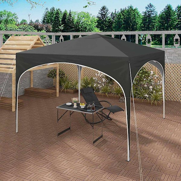 Rootz Gazebo - Pop-Up Canopy - Utomhusskydd - Vattentät, UV-skydd, Enkel installation - Oxford metallram - 3x3m - Grå