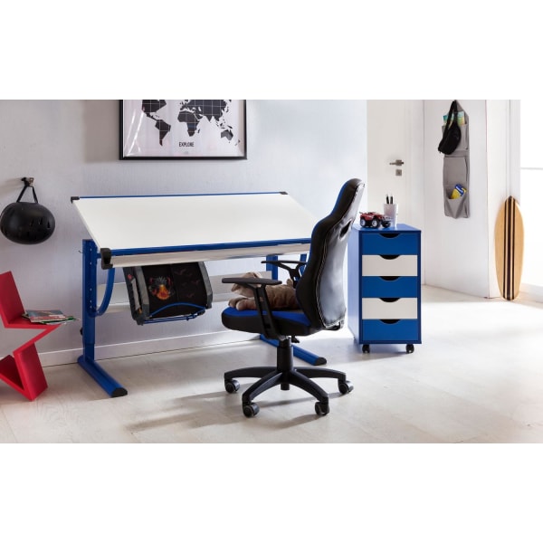 Rootz barn skrivbordsstol blå - grå för barn 8 & med ryggstöd hå