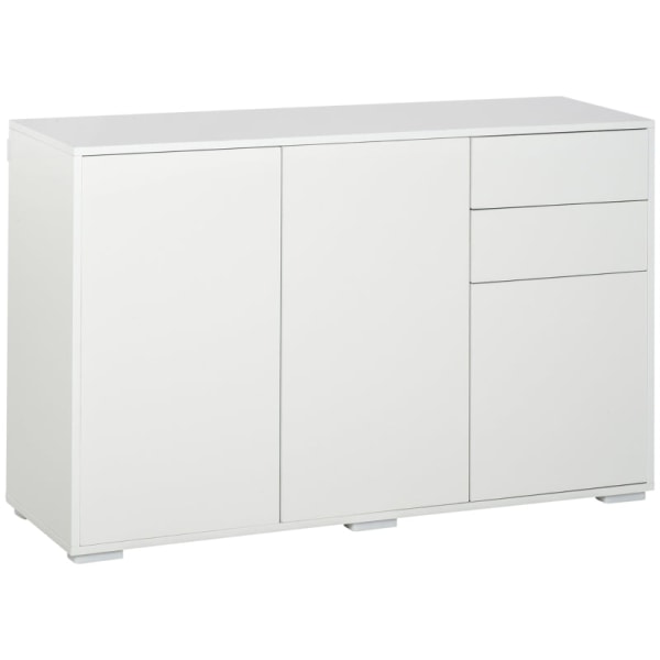 Rootz skænk - Kommode - 2 skuffer - Stående skab - Push-click - Spånplade - Hvid - 117 Cm X 36 Cm X 74 Cm