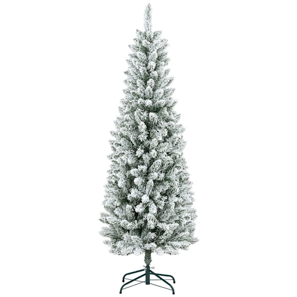 Rootz Snow Flocked Juletræ - Kunstigt træ - Slank gran - Flammehæmmende - Stålbund - Ø65cm x 180cm Højde