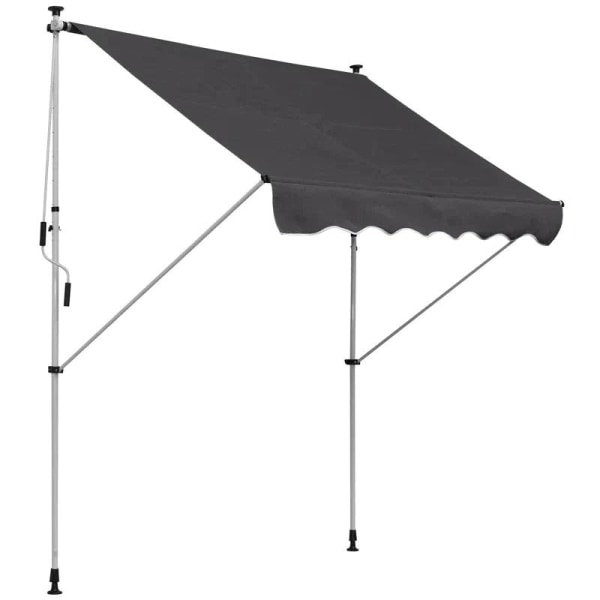 Rootz Markis - Ledarmsmarkis - Klämmarkis - Solskydd - Fällarm Handvev - Balkong - Grå - 200 X 150 Cm