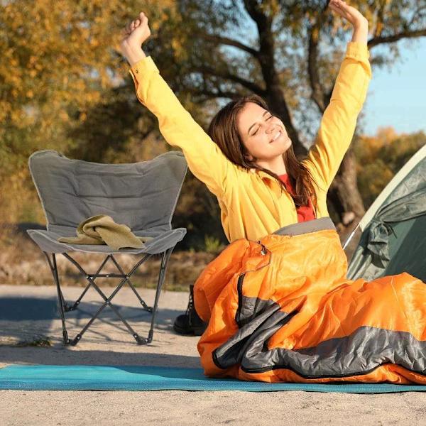Rootz Campingstol - Fällbar Campingstol - Fällstol - Stål/Polyester - Ljusgrå - 88 x 74 x 84 cm