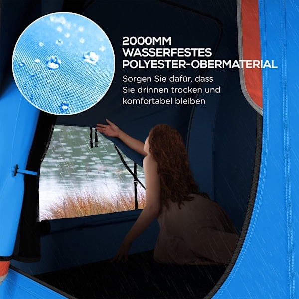 Rootz Biltält Campingtält - Bilskydd - Utomhustak - 3 dörrar - Väderbeständig - 239cm x 210cm x 210cm - Orange + Blå