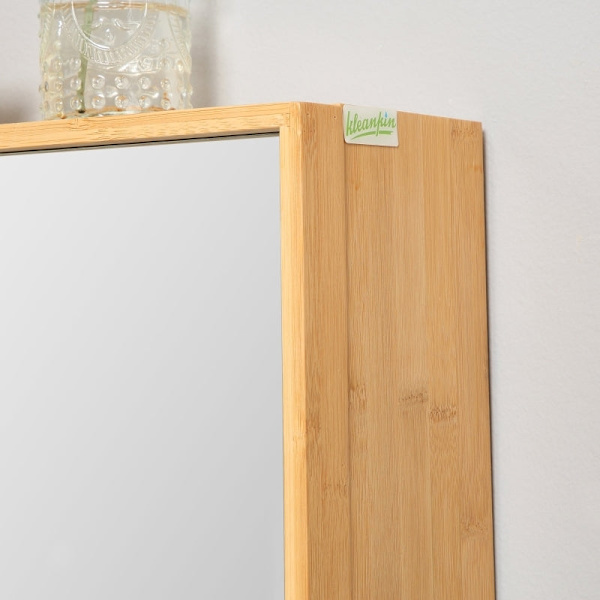 Rootz Kleankin badeværelsesskab med spejldøre - Opbevaringsløsning - Vægmonteret skab - Bambushus - 65,2 cm x 14 cm x 50 cm