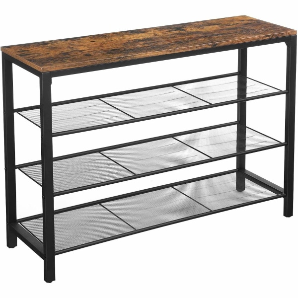 Rootz Skoskåp - 4 lager - Skoställ - Skobänk - Rustikbrun - Industriell - 100 x 30 x 72 cm