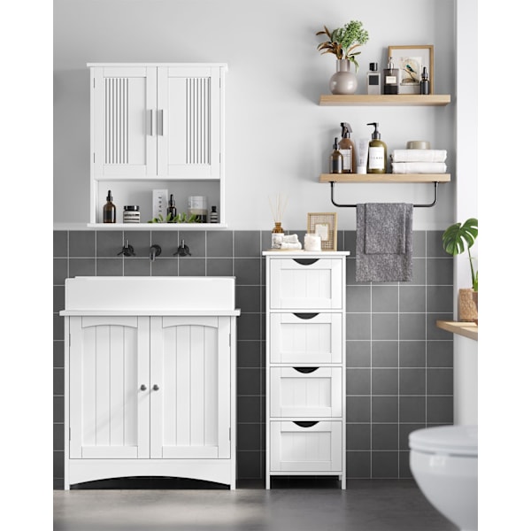 Rootz sidoskåp - Byrå - Förvaringsorganisatör - Funktionell design - Robust utförande - Utrymmesbesparande - 30 cm x 82 cm x 30 cm - Vit - MDF-skiva -