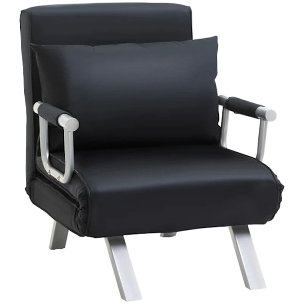 Rootz Fåtölj - Gästsäng - Bäddsoffa - Inklusive kuddar - Vardagsrum - Sovkomfort - Sammetspolyester - Svart - 65L x 69W x 80H cm