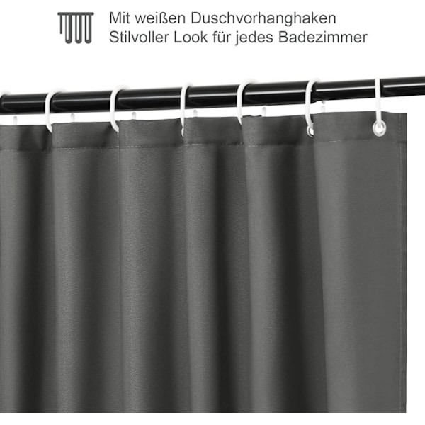 Rootz bruseforhæng - Polyester badeforhæng - Vandtæt stof - Vægtet søm - Nem installation - Modstandsdygtig over for skimmel - 180 cm x 200 cm
