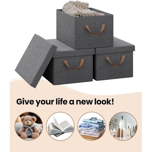 Rootz 3-delad förvaringslåda med lock - Organiseringsfack i tyg - Hopfällbar design - Material som andas - 20L/27L/36L/51L - Multifunktionell - 1x 20L