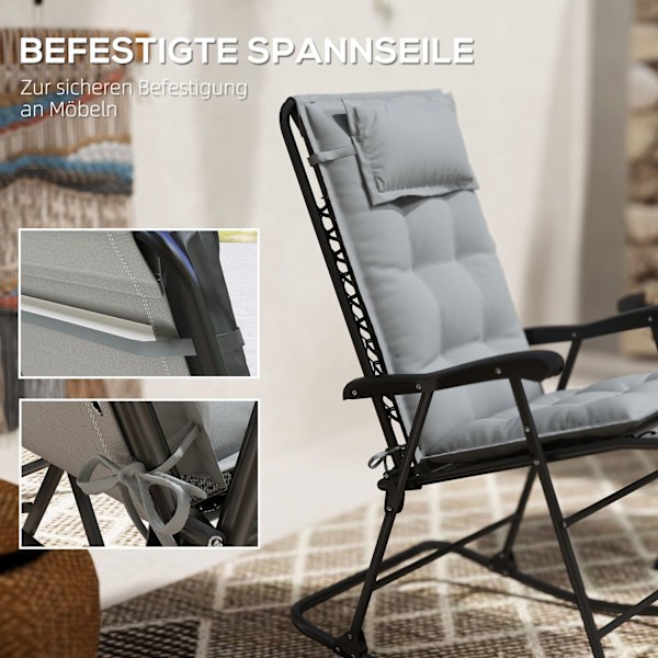 Rootz 2 stykker Sun Lounger Edition - Garden Lounger Pads - polstrede puder - Vandafvisende - 50 cm x 116 cm x 5 cm, grå