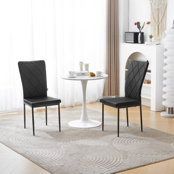 Rootz matstolar Set med 4 - Moderna köksstolar - Kontorssittplatser - Bekväm vadderad sits - Ergonomiskt högt ryggstöd - Slitstark metallram - 42 cm x