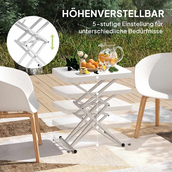 Rootz Garden Bord - Bærbart bord - Bistrotisk - Rumbesparende, sammenfoldelige, 5 højdesmuligheder - 65x45x70cm