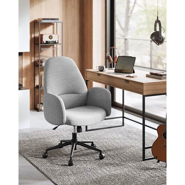 Rootz Snurrstol med Dove Grey Armstöd - Kontorssits - Justerbar i höjdled - Stålram - Bomull-linneblandning - 70 cm x 70 cm x (101-109 cm)