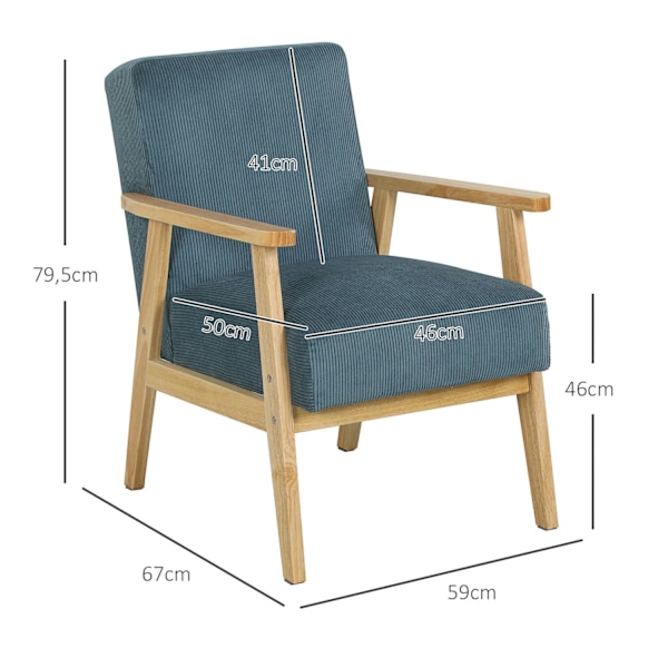 Rootz Lounge -tuoli - yksi istuin - Cord -nojatuoli - vuosisadan puolivälissä moderni muotoilu - Comfort & Style - 59x67x79.5cm