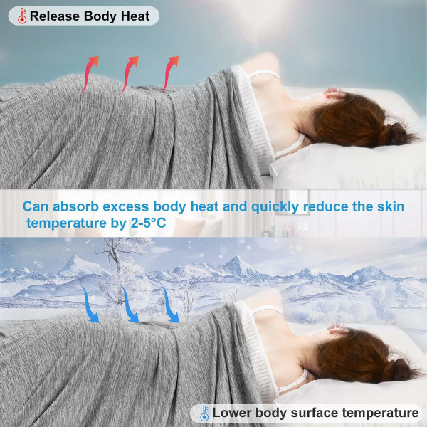 Rootz Sommerdecke Selbstkühlende Decke - Kylfilt - Kyltäcke - Uppfriskande kast - Temperaturreducerande överdrag - Komfortlakan - Cool Overlay - Grå -