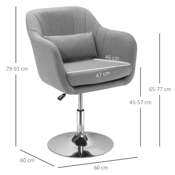 Rootz arbetspall - Snurrstol - Bänkstol - Barstol - Justerbar i höjdled - 360° vridbar - Maximal komfort - 60W x 60D x 79-91H cm - Linneliknande polye