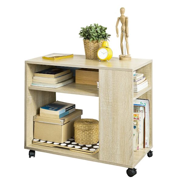 Rootz mobilt sidobord - Skrivarställ - Soffbord - Reptålig melamin - Mångsidig förvaring - Enkel rörlighet - 70 cm x 35 cm x 61 cm