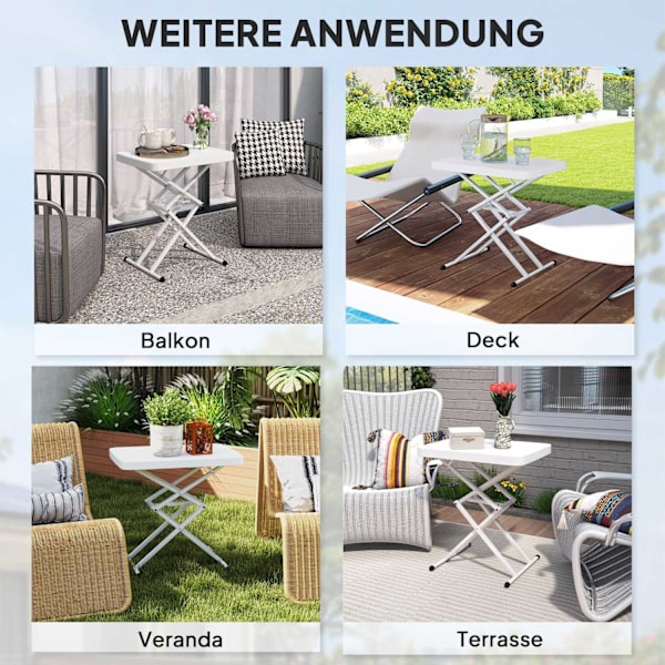 Rootz Garden Bord - Bærbart bord - Bistrotisk - Rumbesparende, sammenfoldelige, 5 højdesmuligheder - 65x45x70cm