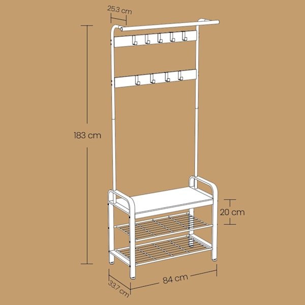 Rootz tøjstativ - Cloakroom Furniture - Indgangsstand - Rumbesparende design - 32x70x175 cm