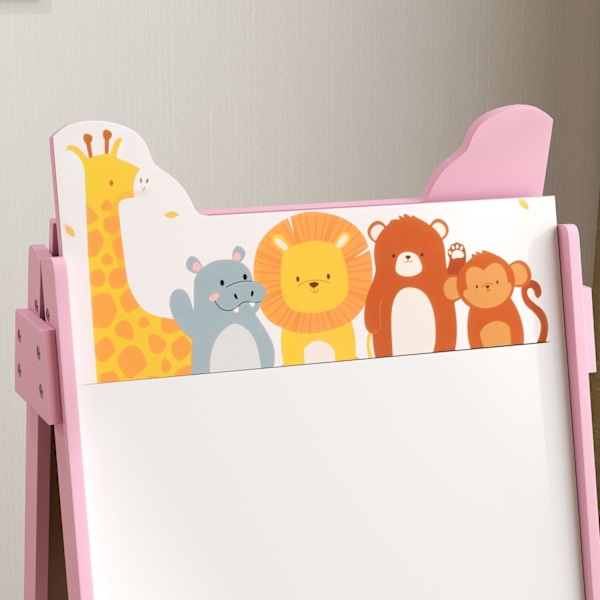 Rootz 2 -in -1 Kids Painting Easel - Whiteboard - Chalkboard - Creative Fun - 49 cm x 53,5 cm x 113 cm - Pink