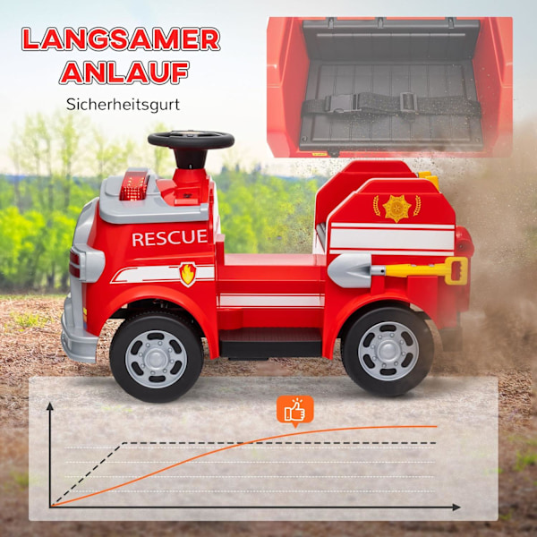 Rootz Electric Children's Fire Engine Car - Kids 'Emergency Vehicle - Rescue Tools - Safe Driving - 86 cm x 49 cm x 52 cm