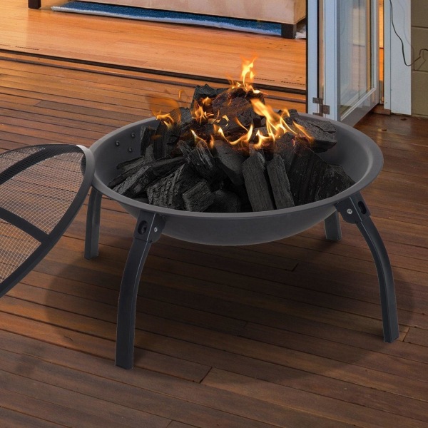Rootz Fire Bowl med gnistbeskyttelse - Sort - Metal - 27,75 cm x