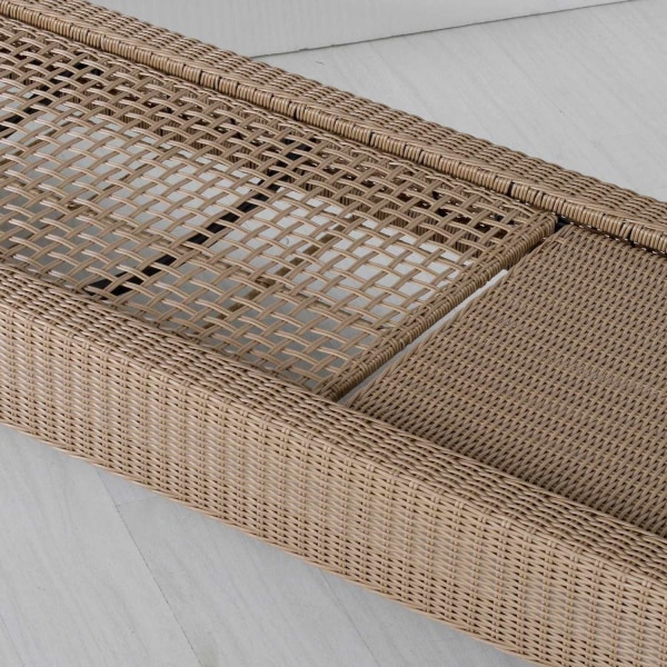 Rootz Rattan liggestol - Beige, Creme - Stål, Rattan, Polyester - 28,34 cm x 77,95 cm x 11,81 cm