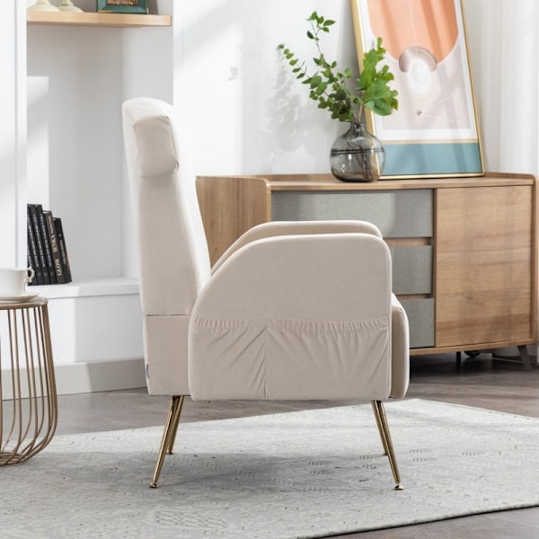 Rootz Elegant Velvet Fåtölj - Accent Chair - Guldben - Överlägsen komfort - 69cm x 72cm x 90cm - Tidlös design