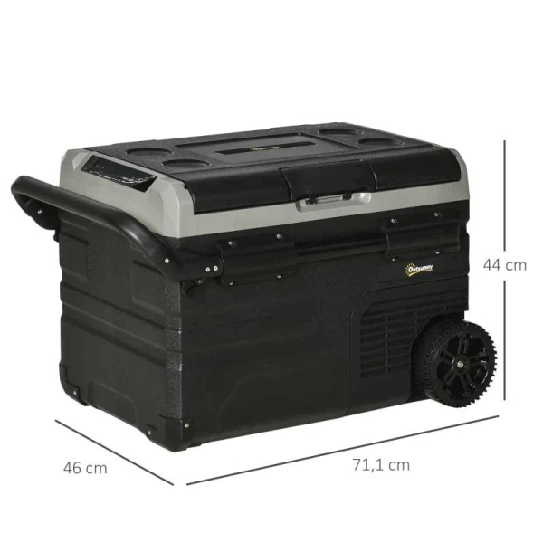 Rootz kannettava jääkaappi - Autojääkaappi - Jääkaappi - Matkailujääkaappi - Matkajääkaappi - Jääkaappi - 40l Led-valolla - Kahvat Kuljetus - Harmaa/M