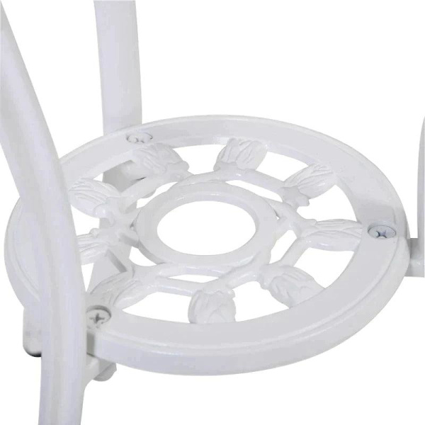 Rootz 3-delat trädgårdsbordsset - Bistroset - Bord - Stol - snidat trädesign - Aluminium - Vit - Ø60 x 67H cm