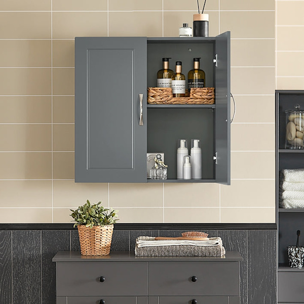 Rootz vægskab - Badeværelsesskab - Medicinskab - Alsidig opbevaring - Justerbare hylder - Robust MDF-konstruktion - 60cm x 60cm x 30cm