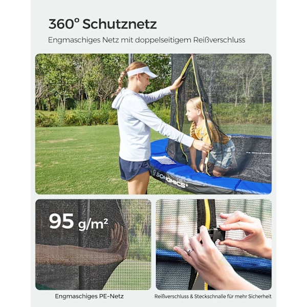 Rootz studsmatta Set - Studsanordning - Hopputrustning - Galvaniserad ram - Stabil - Rostbeständig - Idealisk present - 366cm x 90cm - Mörkblå