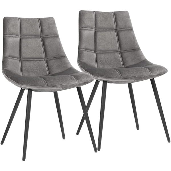 Rootz Matstolar - Set med 2 - Köksstolar - Klädda - Sammet - Metall - Grå - 48,5 x 54 x 79 cm