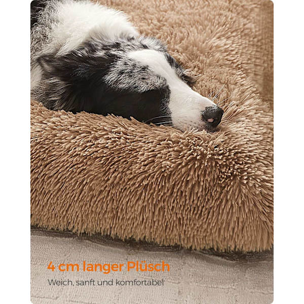 Rootz Camel Brown Hundeseng - Kæledyrsmåtte - Polstret seng - Plysmateriale - Skridsikkert stof - Ortopædisk støtte - 122 cm x 74 cm x 10 cm