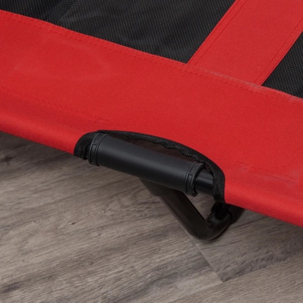 Rootz Hundeseng - Sammenfoldelig - Udendørs Hundeseng - Hævet stativ - Barneseng til kæledyr med åndbart mesh - Rød + Sort - 122 cm x 92 cm x 23 cm