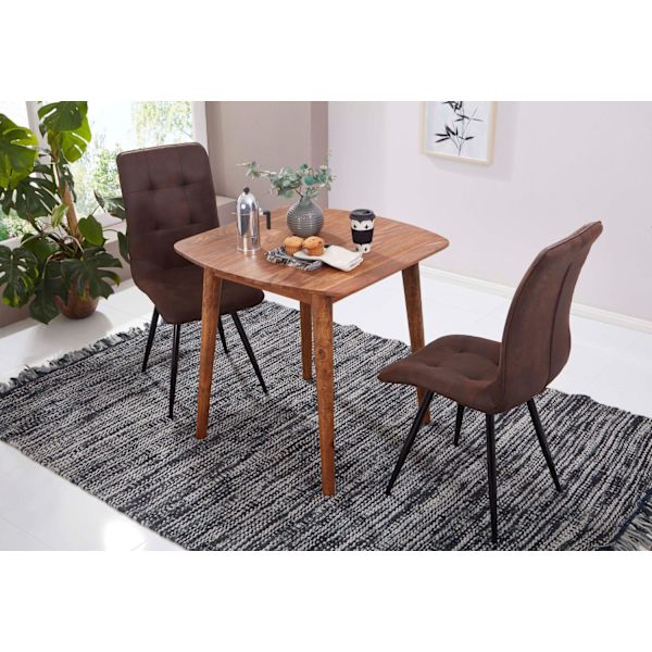 Rootz rumsmatbord Sheesham 80x78x80 cm massivt träbord - Designer köksbord trä - Massivt träbord Rustik - Matbord Massivt äkta trä Modernt