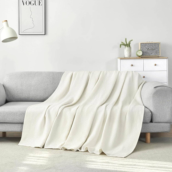 Rootz Waffle Piqué bomullsöverkast - Elegant sängöverdrag - Mångsidig filt - Bekväm och andas - Enkelt underhåll - Finns i flera storlekar 150x200 cm,