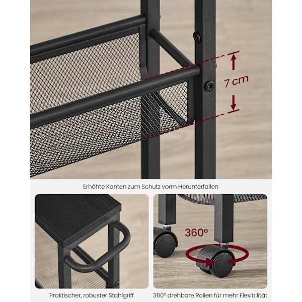 ROOTZ 4 NIVEAU TROTING TROLLEY - ROLLING CART - Opbevaringsarrangør - Wooden Chipboard - 13 x 45,4 x 77 cm