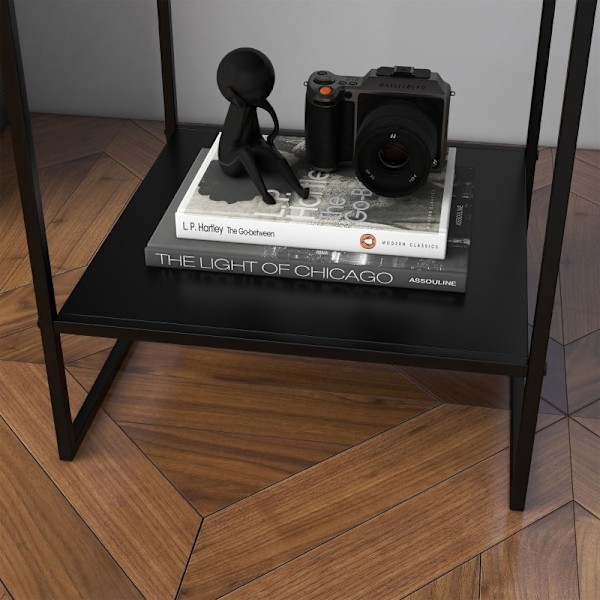 Rootz Industrial Design Sidebord - Sofabord - Sengebord - 2 niveauer af opbevaring - Robust stålramme - 40cm x 40cm x 45cm