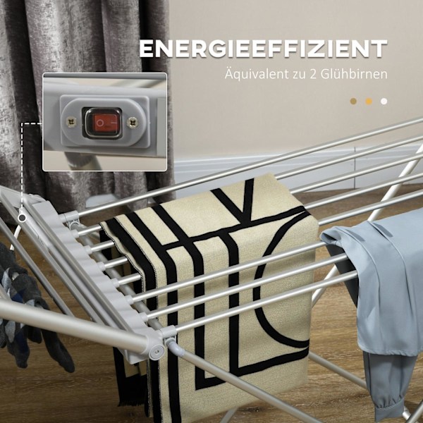 Rootz uppvärmd elektrisk tvättställ - torkställ - vikbart klädställ - sparar torktid - 144L x 53b x 91h cm