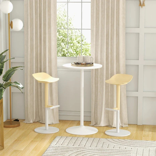 Rootz Barbord - Bord för 2 personer - Modern design - Runt bord - Pulverlackerat stål - Vit - 60 x 60 x 102 cm