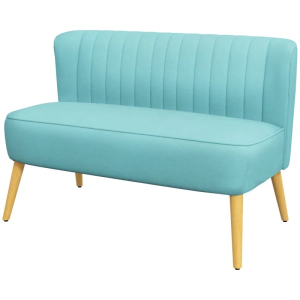 Rootz Sofa - Retro Design - 2 Pers. Sofa - Træben - Træ - Stof - Fløjlsagtig polyester - Grøn - 117 cm x 56,5 cm x 77 cm