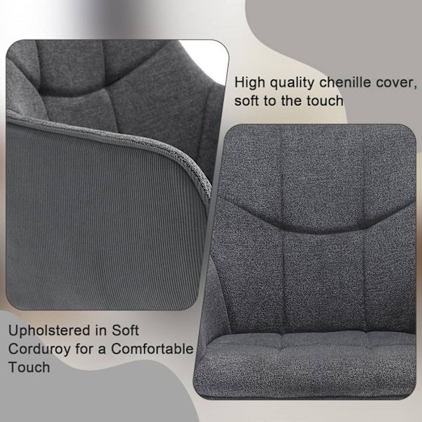 Rootz matstolsset - Snurrstol - Vadderat säte - 360° rotation - Chenille & Manchester - 58cm x 86cm x 63,5cm