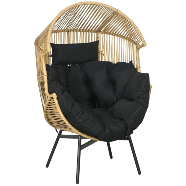 Rootz Rattan -puutarhatuoli - Outdoor Lounge - Pajutuoli - Tyylikäs rottinkikudos - Paksu istuintyyny - Mukava niskatuki - 89 cm x 75 cm x 143 cm